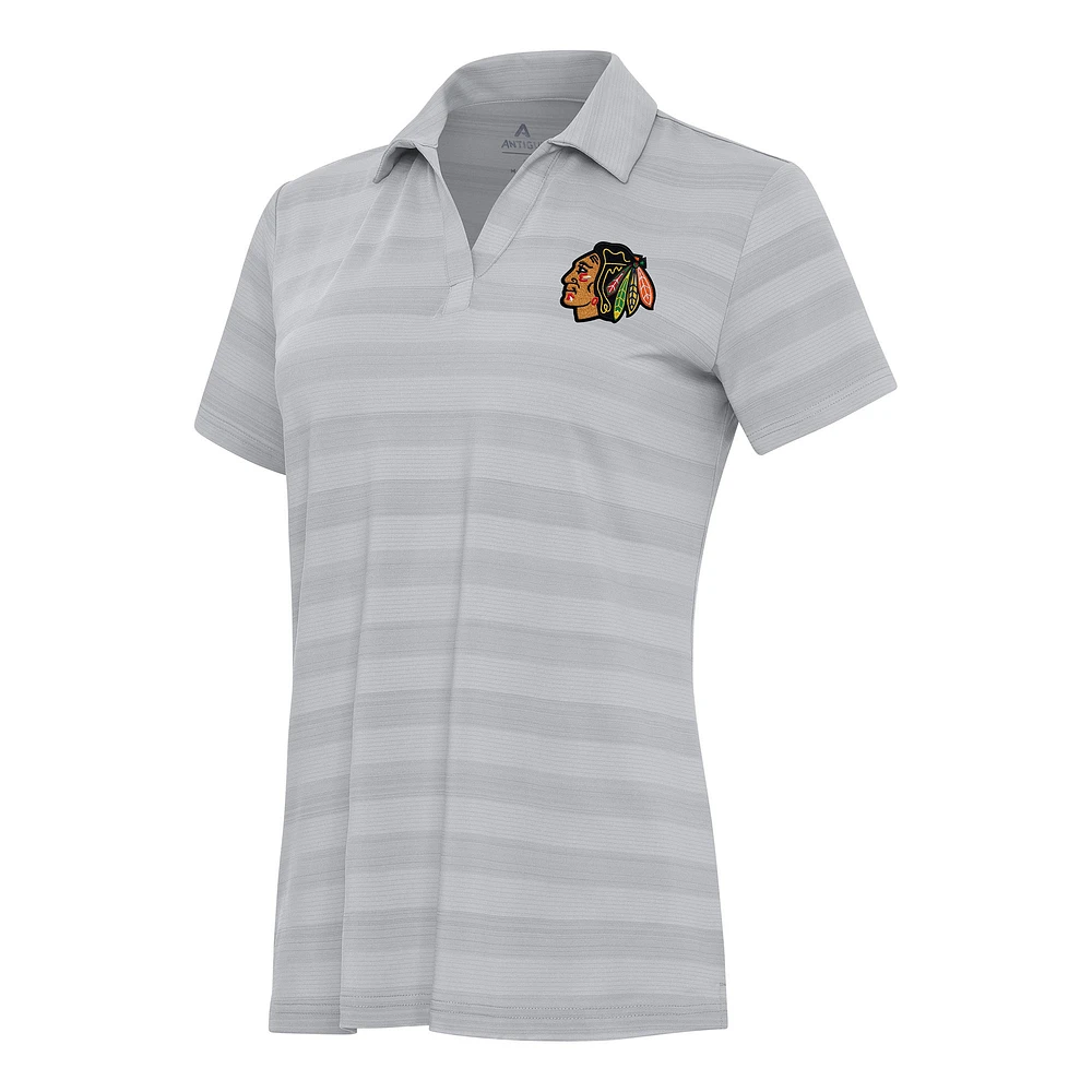Women's Antigua Gray Chicago Blackhawks Tunnel Polo