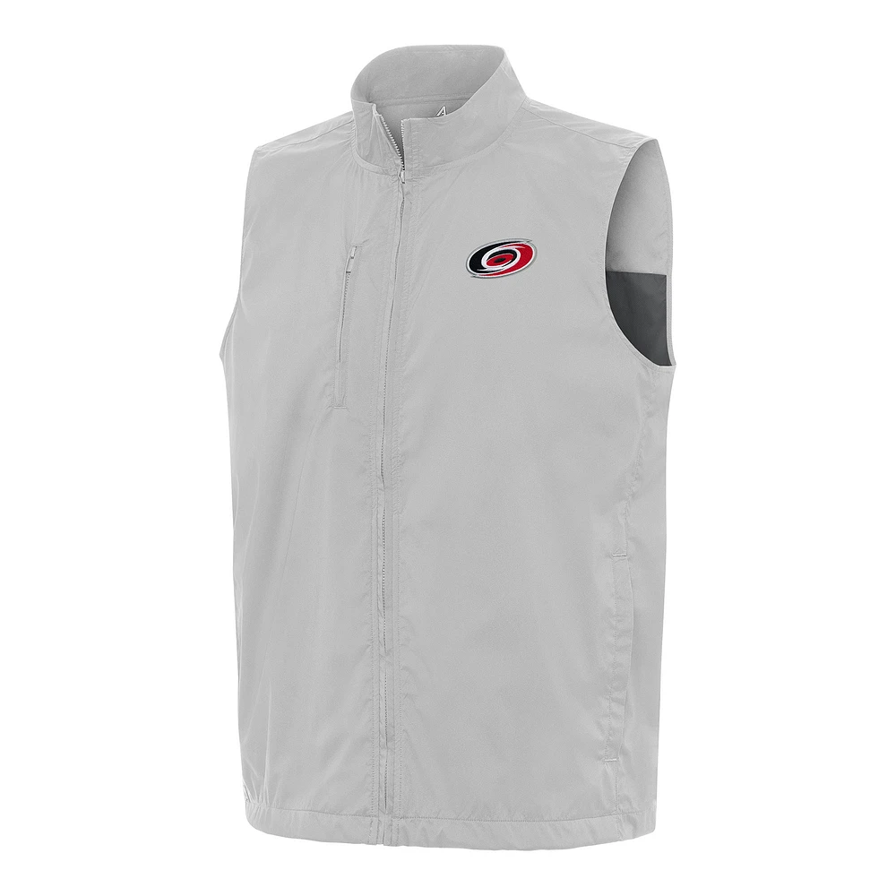 Men's Antigua Heather Gray Carolina Hurricanes Brisk Full-Zip Vest