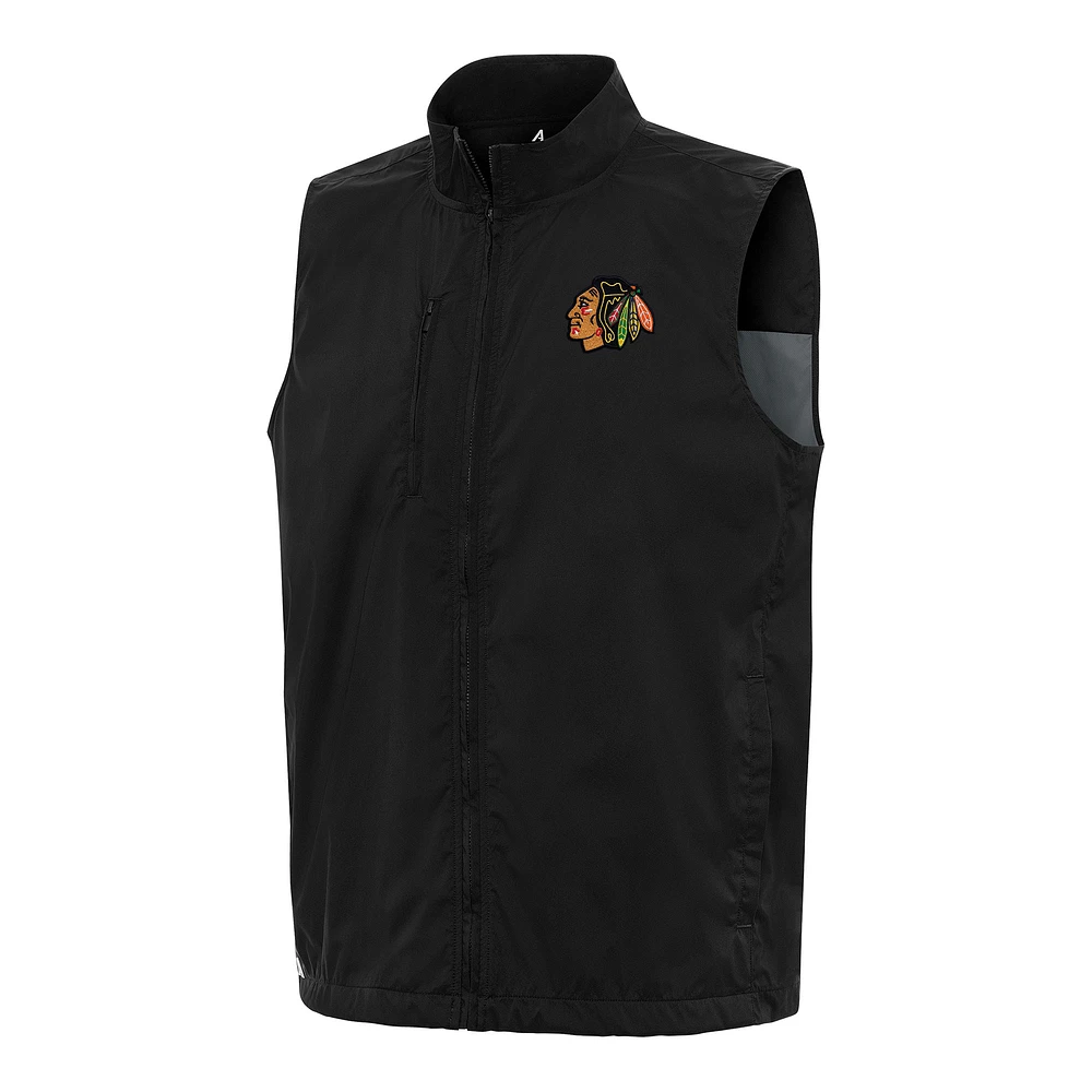 Men's Antigua Black Chicago Blackhawks Brisk Full-Zip Vest