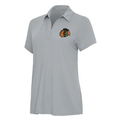 Women's Antigua Gray Chicago Blackhawks Era Polo