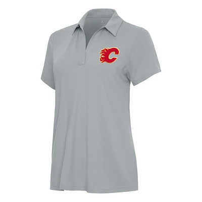 Women's Antigua Gray Calgary Flames Era Polo