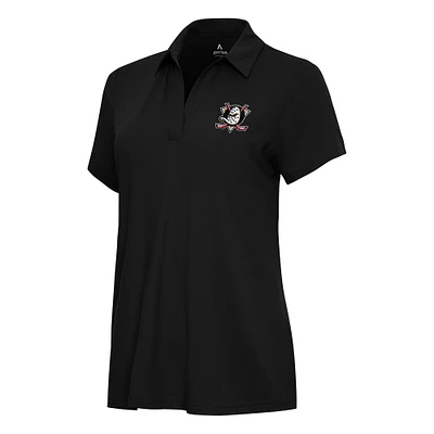 Women's Antigua Black Anaheim Ducks Era Polo