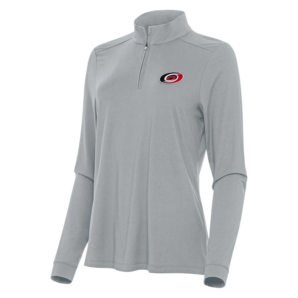 Women's Antigua Gray Carolina Hurricanes Intent Quarter-Zip Top