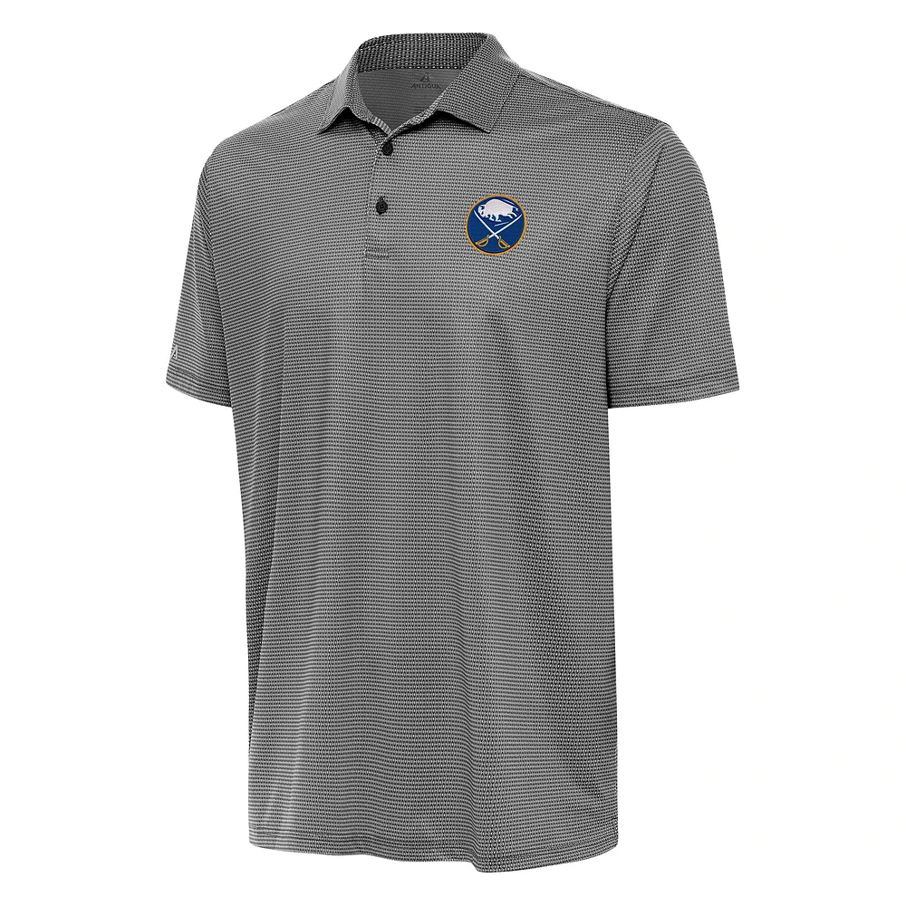 Men's Antigua Black/White Buffalo Sabres Rings Polo