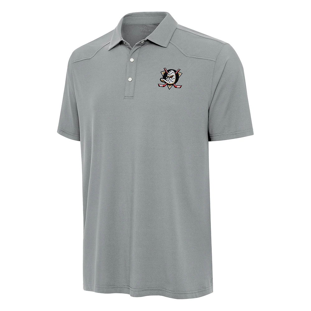 Men's Antigua Gray Anaheim Ducks Western Polo