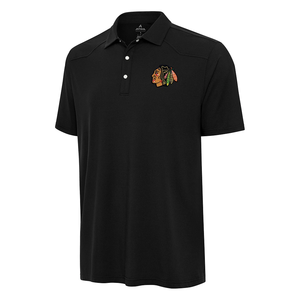 Men's Antigua Black Chicago Blackhawks Western Polo