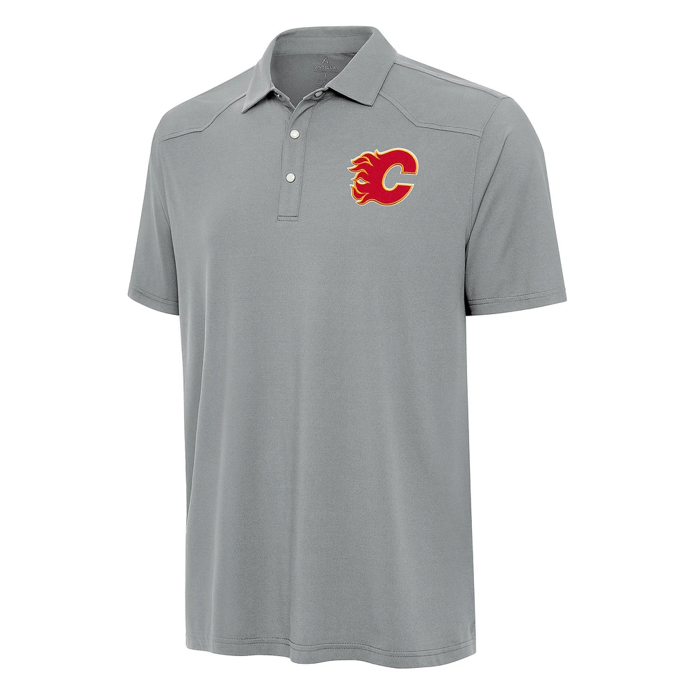 Men's Antigua Gray Calgary Flames Western Polo