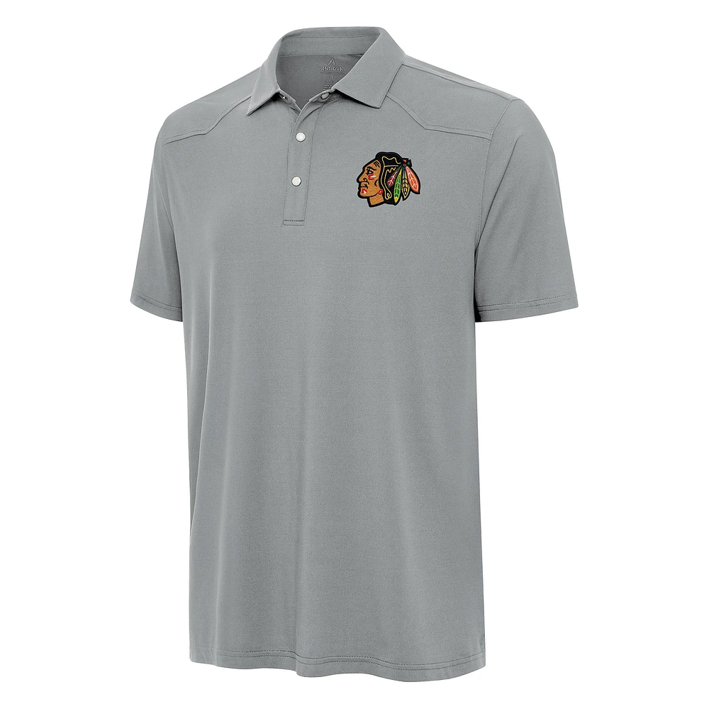 Men's Antigua Gray Chicago Blackhawks Western Polo