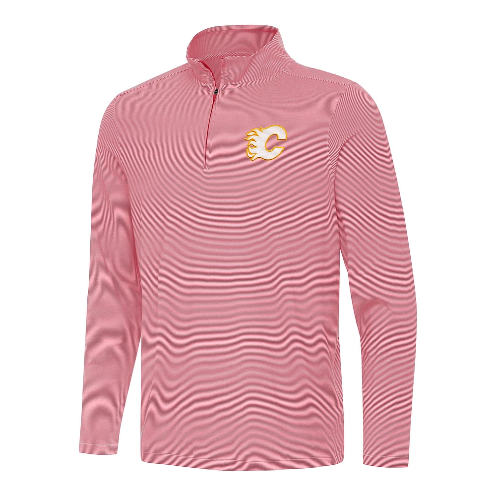Men's Antigua Red Calgary Flames Twine Quarter-Zip Top