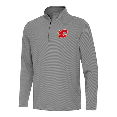 Men's Antigua Black Calgary Flames Twine Quarter-Zip Top