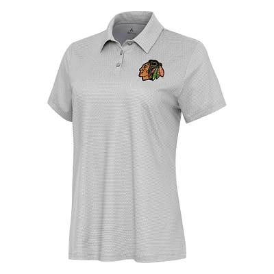Women's Antigua White Chicago Blackhawks Rings Polo