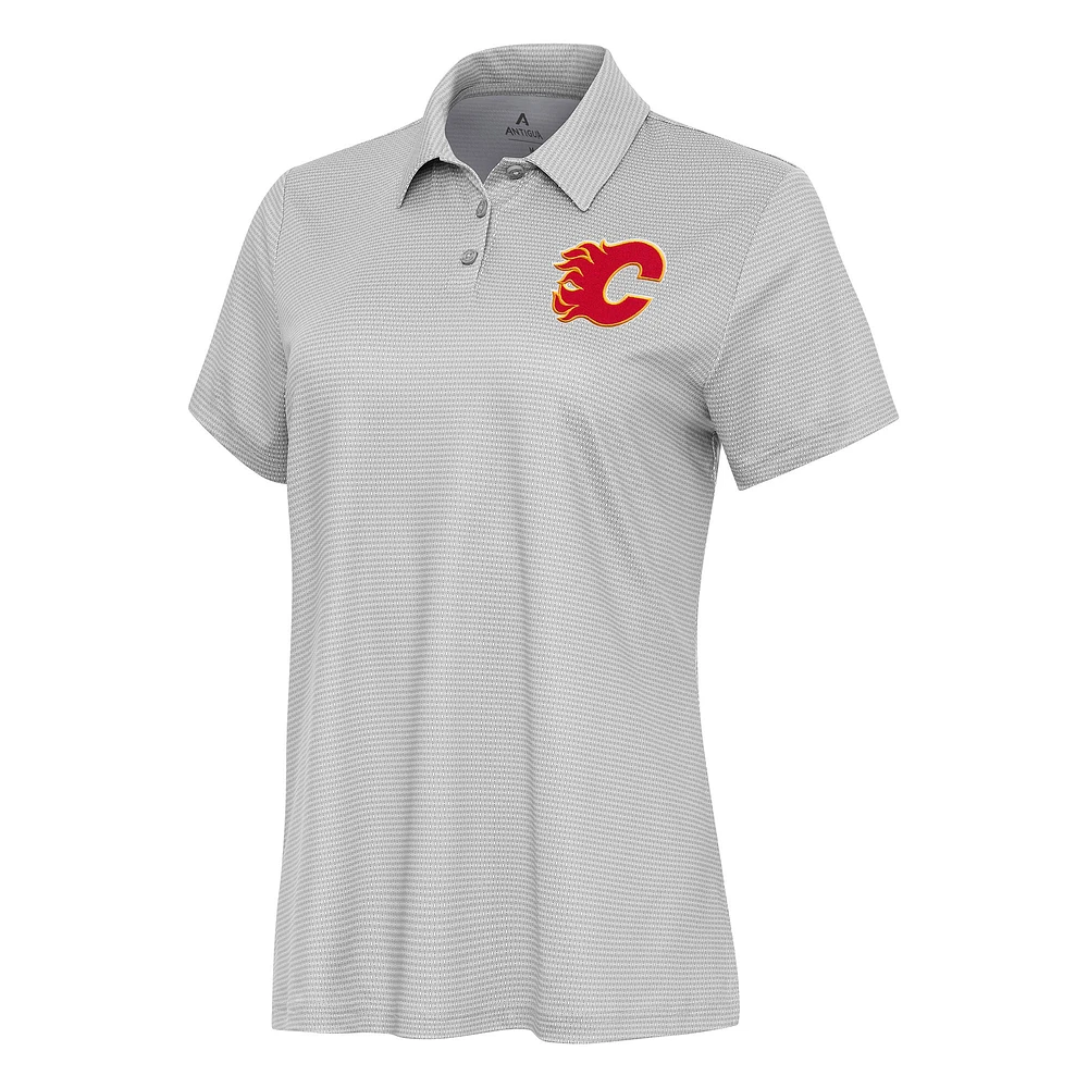 Women's Antigua White Calgary Flames Rings Polo