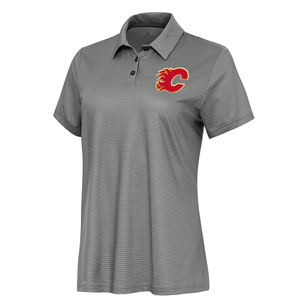 Women's Antigua White Calgary Flames Rings Polo