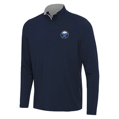 Men's Antigua Navy/Gray Buffalo Sabres Content Quarter-Zip Pullover Top