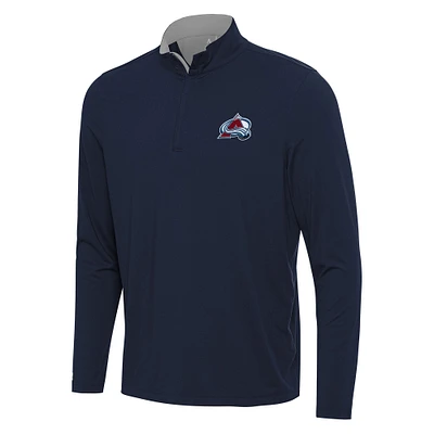 Men's Antigua Navy/Gray Colorado Avalanche Content Quarter-Zip Pullover Top