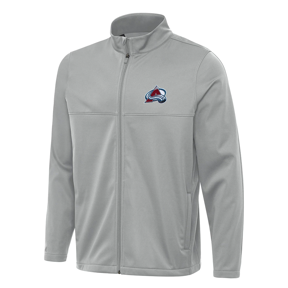 Men's Antigua Gray Colorado Avalanche Links 2 Full-Zip Golf Jacket