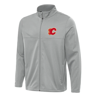 Men's Antigua Gray Calgary Flames Links 2 Full-Zip Golf Jacket