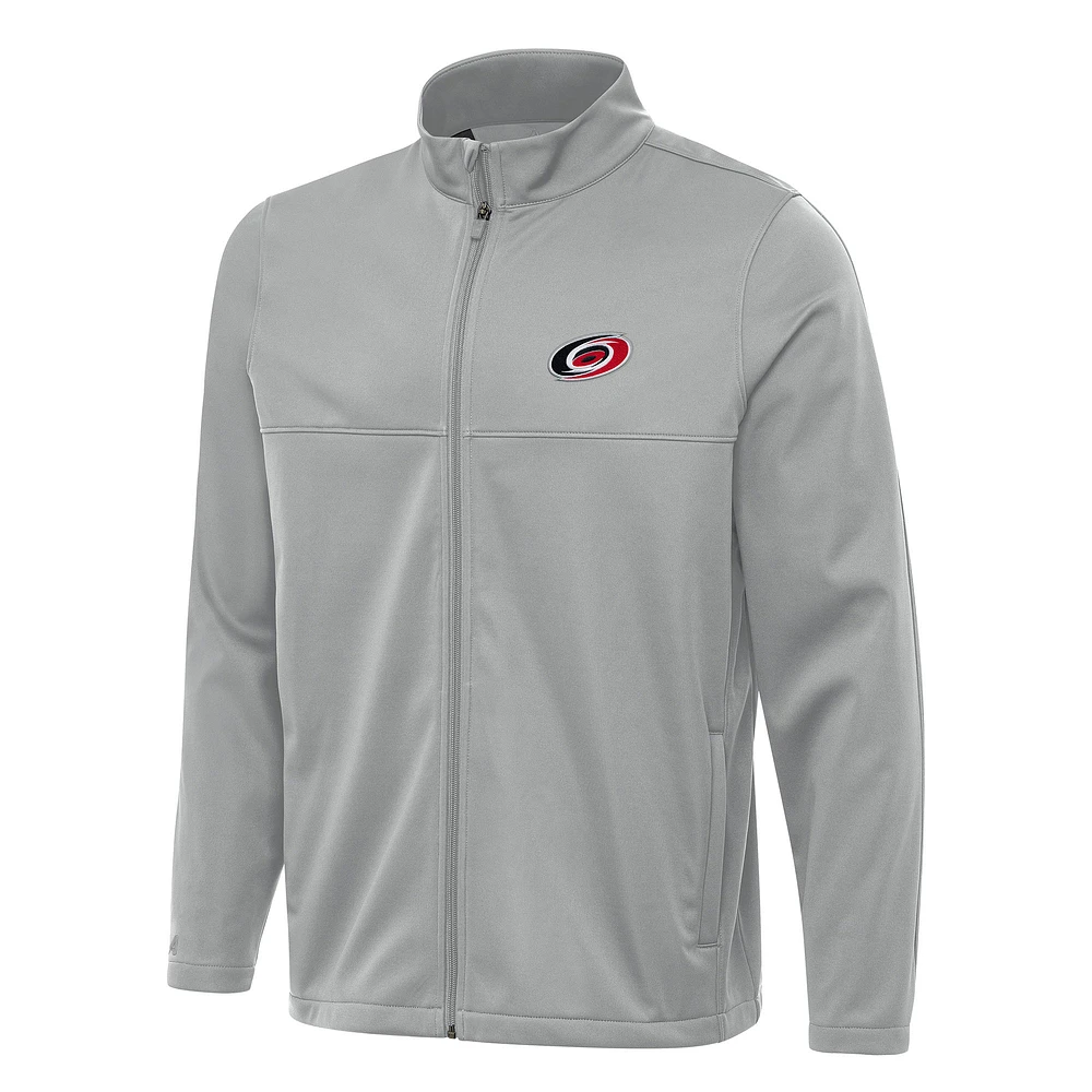Men's Antigua Gray Carolina Hurricanes Links 2 Full-Zip Golf Jacket