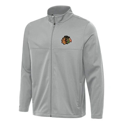 Men's Antigua Gray Chicago Blackhawks Links 2 Full-Zip Golf Jacket