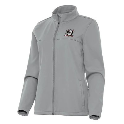 Women's Antigua Gray Anaheim Ducks Links 2 Full-Zip Golf Jacket