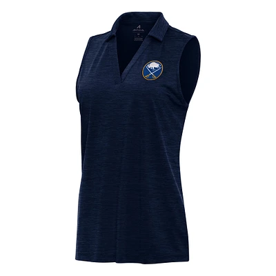 Women's Antigua Heather Navy Buffalo Sabres Layout Sleeveless V-Neck Polo