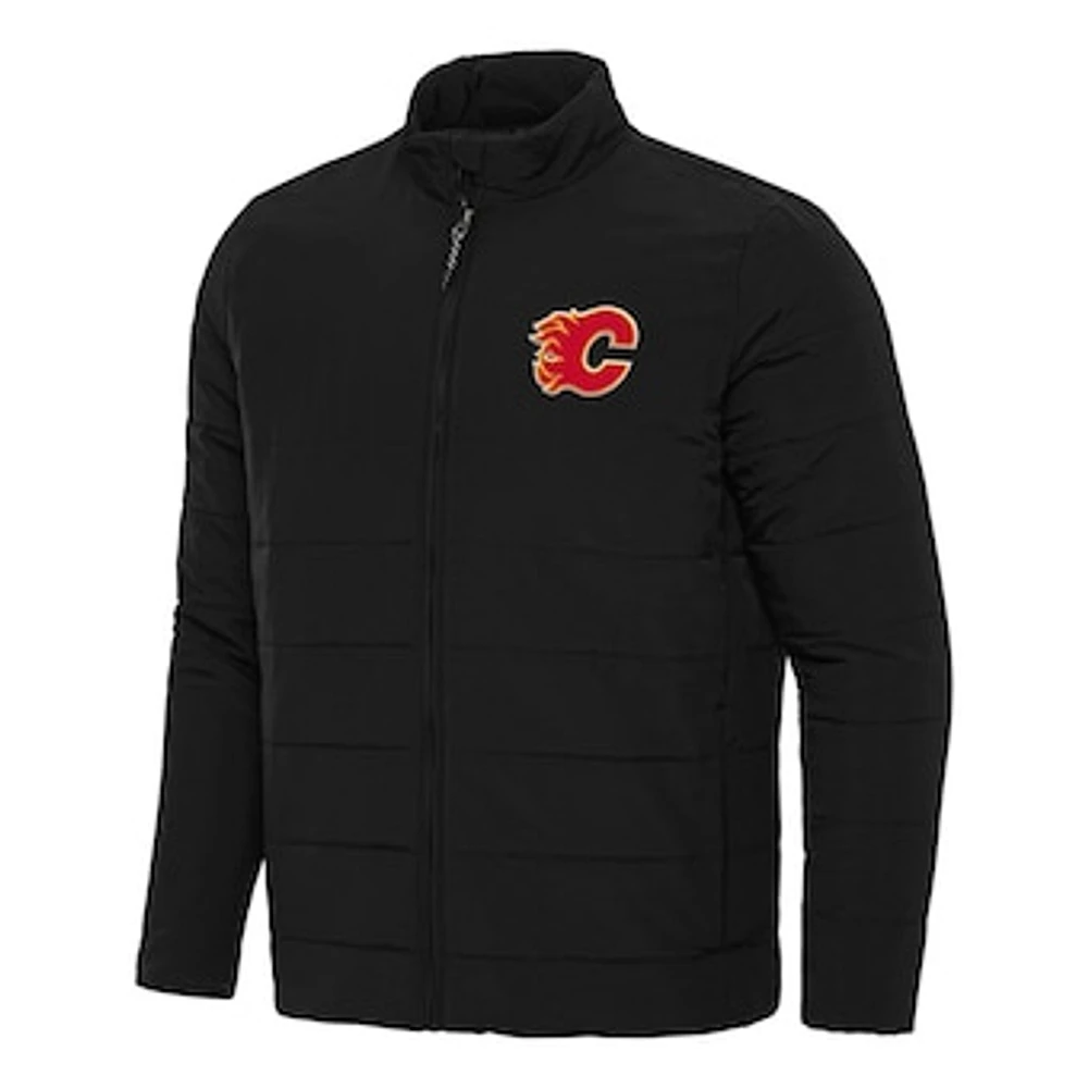 Men's Antigua Black Calgary Flames Swelter Full-Zip Puffer Jacket