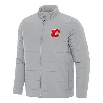 Men's Antigua Gray Calgary Flames Swelter Full-Zip Puffer Jacket