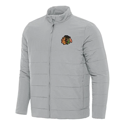 Men's Antigua Gray Chicago Blackhawks Swelter Full-Zip Puffer Jacket