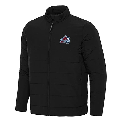 Men's Antigua Black Colorado Avalanche Swelter Full-Zip Puffer Jacket