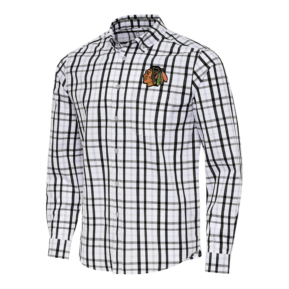 Men's Antigua /Gray Chicago Blackhawks Tending 2 Button-Down Long Sleeve Shirt