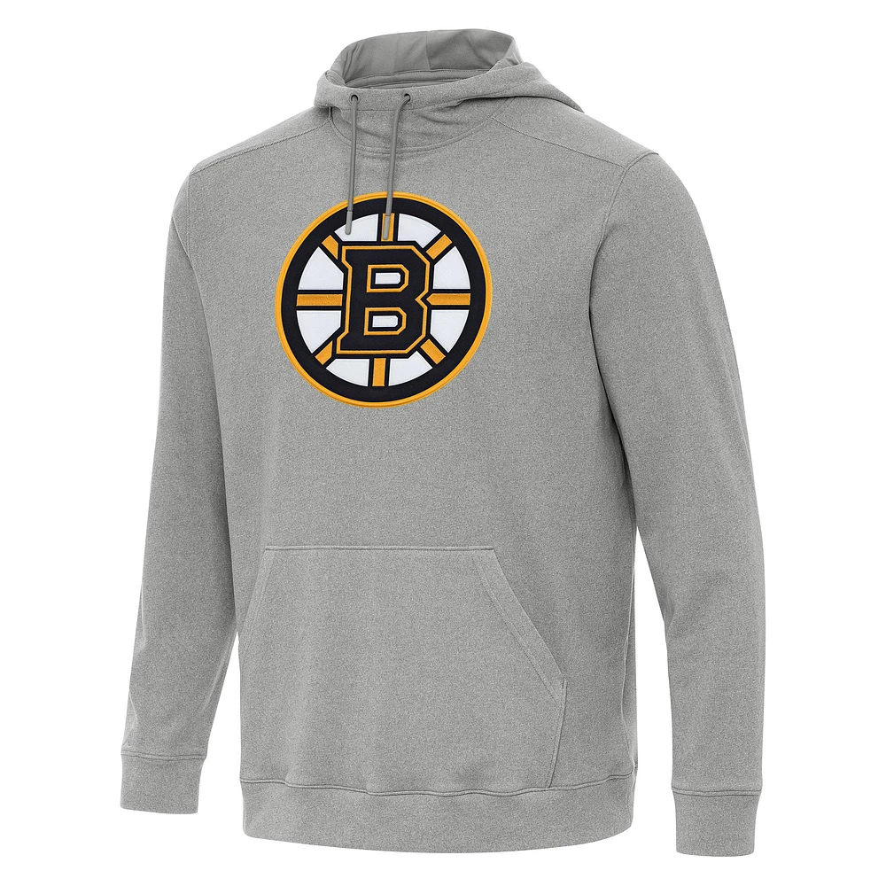 Men's Antigua Heather Gray Boston Bruins Cloud Pullover Hoodie