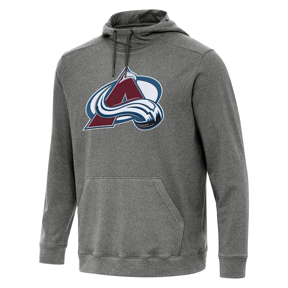 Men's Antigua Heather Black Colorado Avalanche Cloud Pullover Hoodie