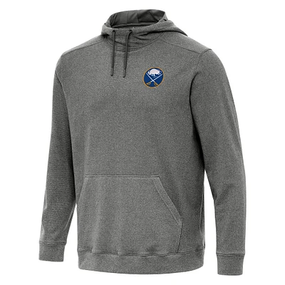 Men's Antigua Heather Black Buffalo Sabres Cloud Pullover Hoodie