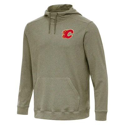 Men's Antigua Olive Calgary Flames Cloud Pullover Hoodie
