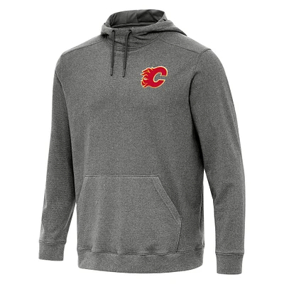 Men's Antigua Heather Black Calgary Flames Cloud Pullover Hoodie