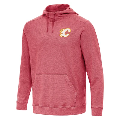 Men's Antigua Heather Red Calgary Flames Cloud Pullover Hoodie