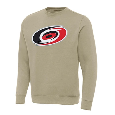 Men's Antigua Khaki Carolina Hurricanes Victory Crewneck Pullover Sweatshirt