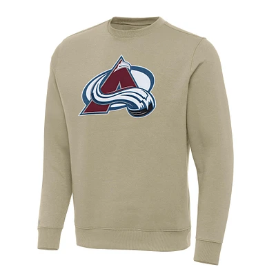 Men's Antigua Khaki Colorado Avalanche Victory Crewneck Pullover Sweatshirt