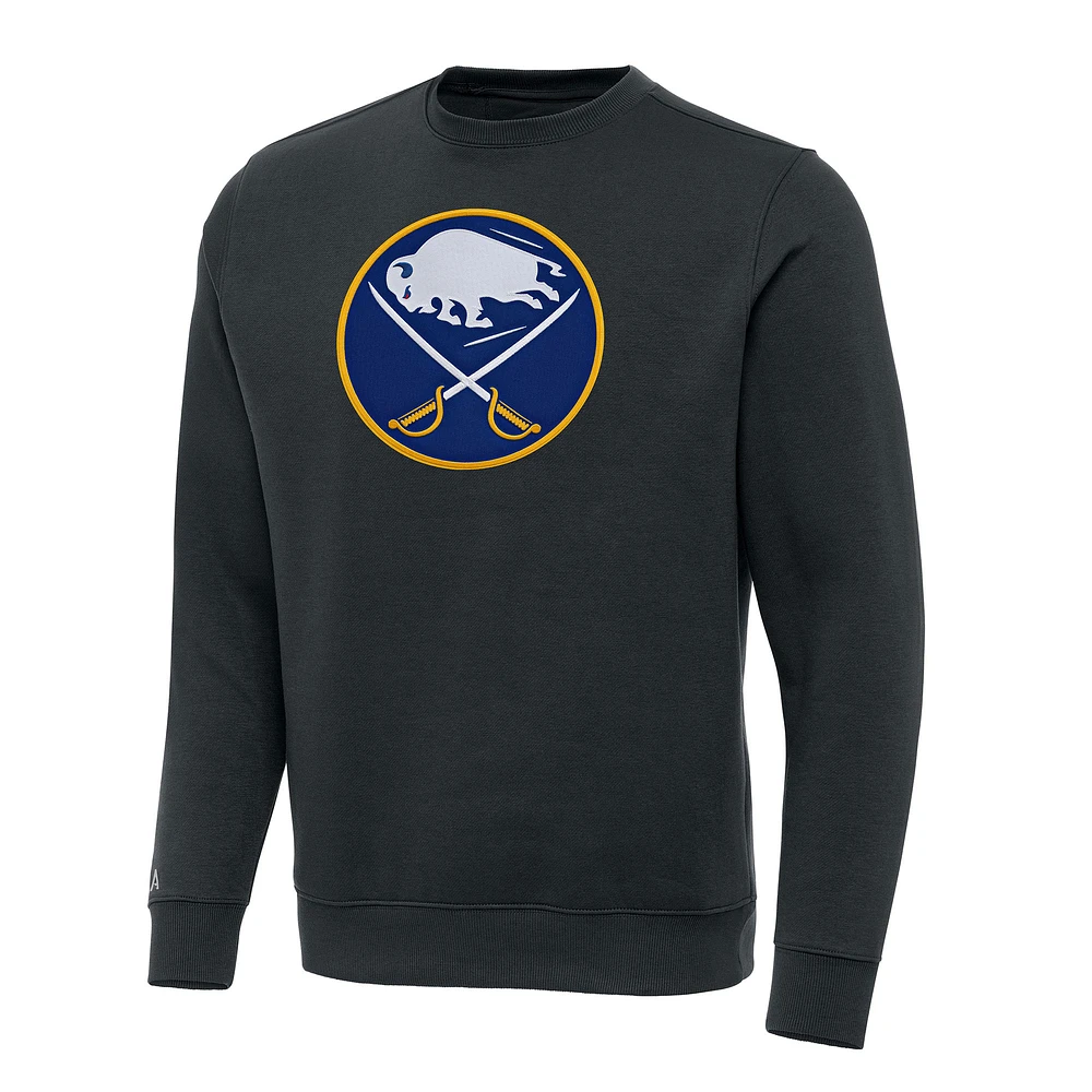 Men's Antigua Charcoal Buffalo Sabres Victory Crewneck Pullover Sweatshirt