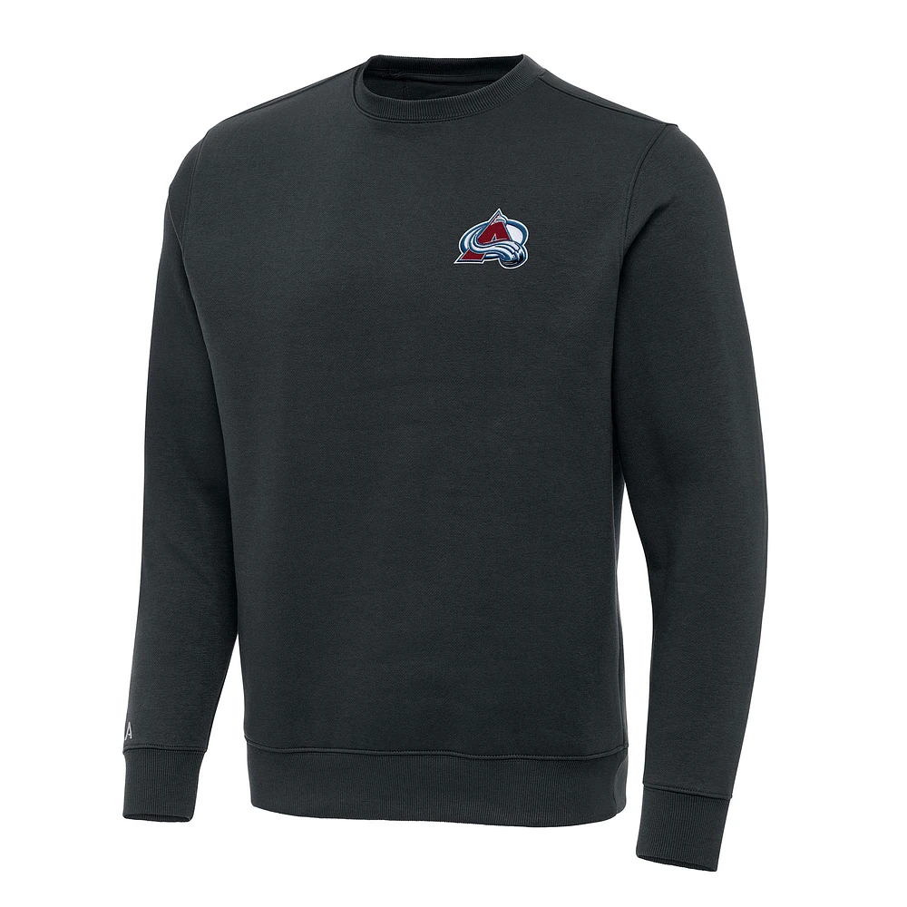 Men's Antigua Charcoal Colorado Avalanche Victory Crewneck Pullover Sweatshirt