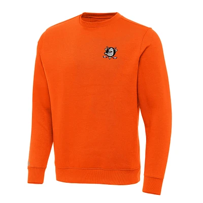 Men's Antigua Orange Anaheim Ducks Victory Crewneck Pullover Sweatshirt