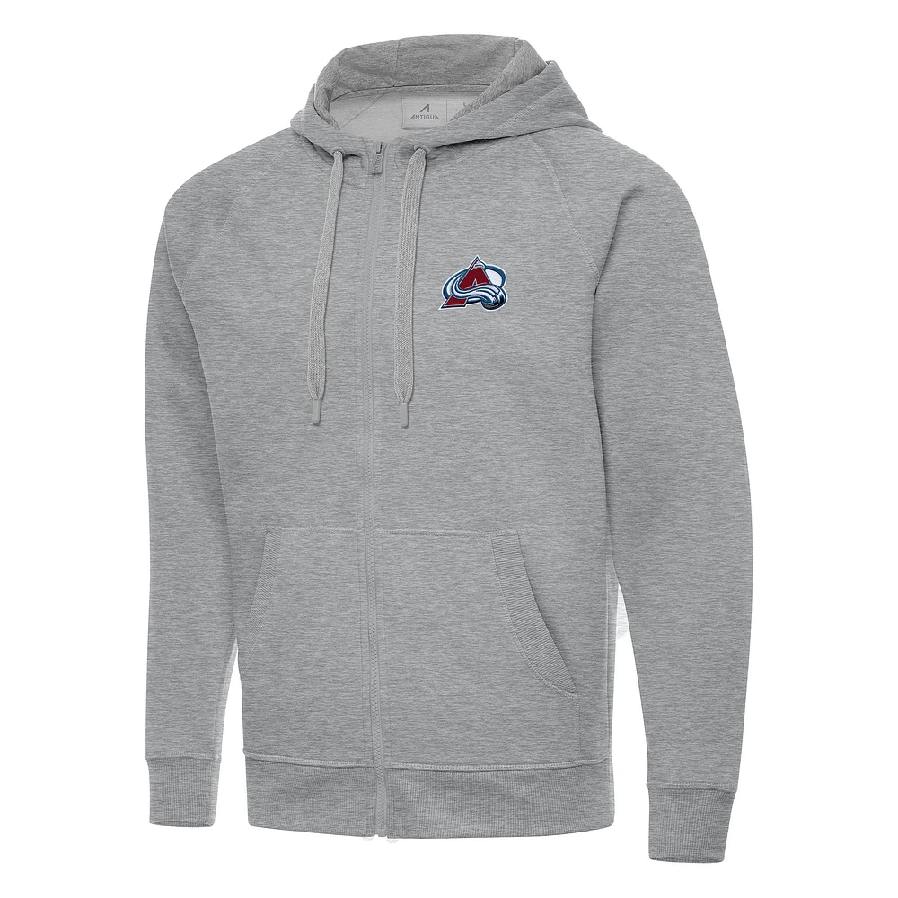 Men's Antigua Heather Gray Colorado Avalanche Big & Tall Victory Full-Zip Hoodie