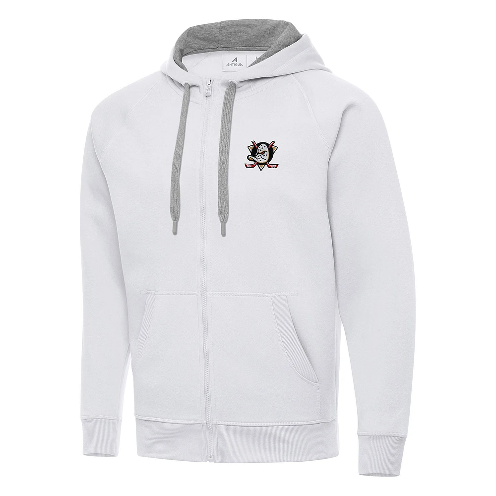 Men's Antigua White Anaheim Ducks Big & Tall Victory Full-Zip Hoodie