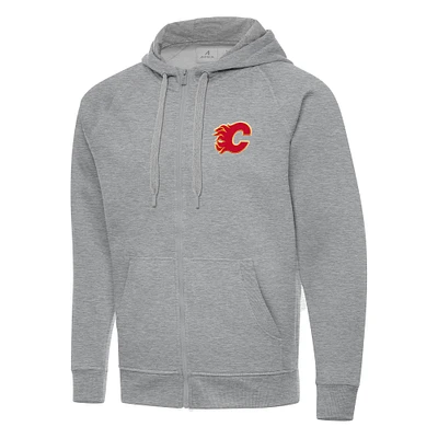 Men's Antigua Heather Gray Calgary Flames Big & Tall Victory Full-Zip Hoodie