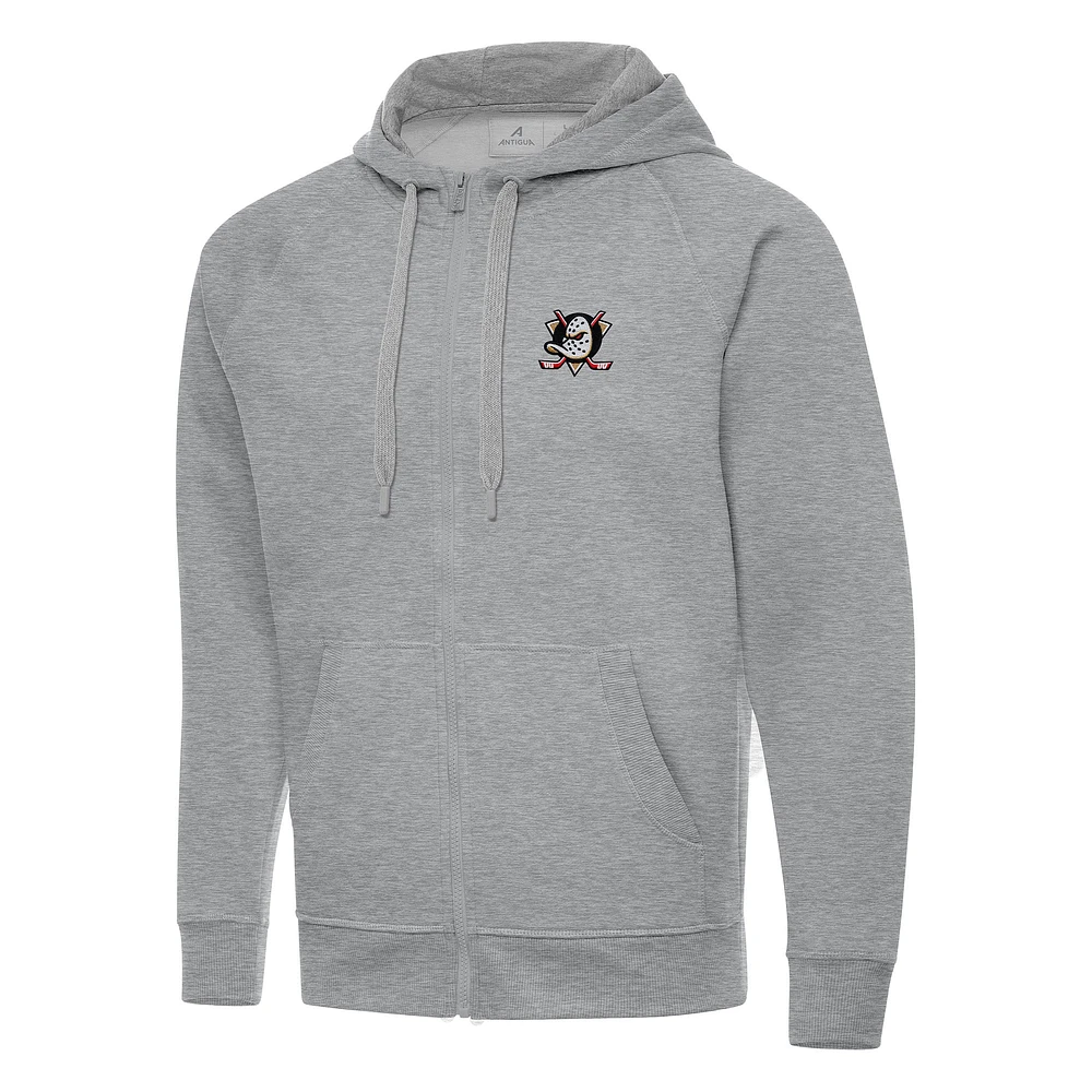 Men's Antigua Heather Gray Anaheim Ducks Big & Tall Victory Full-Zip Hoodie