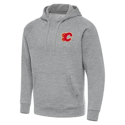 Men's Antigua Heather Gray Calgary Flames Big & Tall Victory Pullover Hoodie
