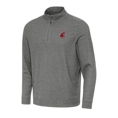 Men's Antigua Heather Charcoal Washington State Cougars Subtle Quarter-Zip Sweatshirt