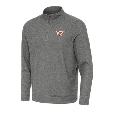 Men's Antigua Heather Charcoal Virginia Tech Hokies Subtle Quarter-Zip Sweatshirt