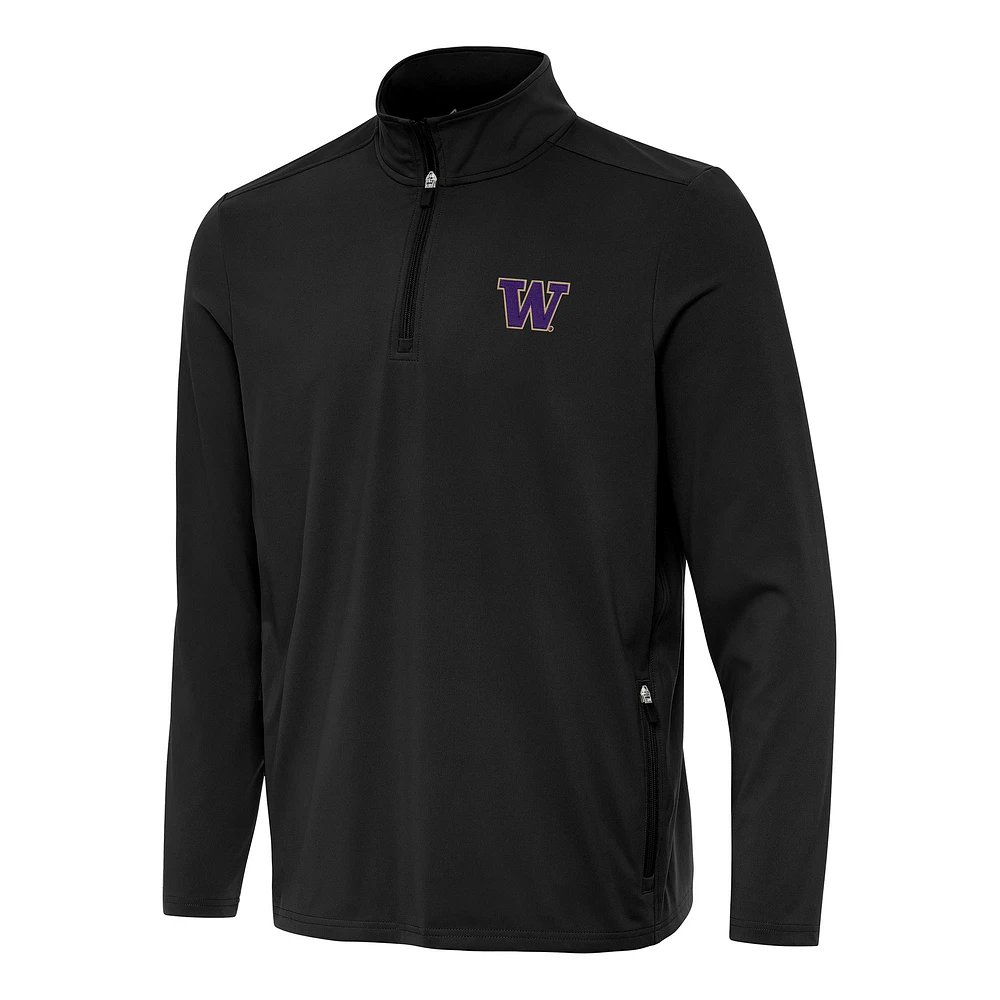 Men's Antigua Black Washington Huskies Perilous Quarter-Zip Sweatshirt