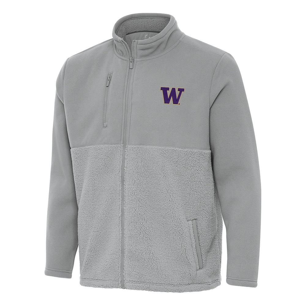Men's Antigua Gray Washington Huskies Daily Fused Full-Zip Jacket